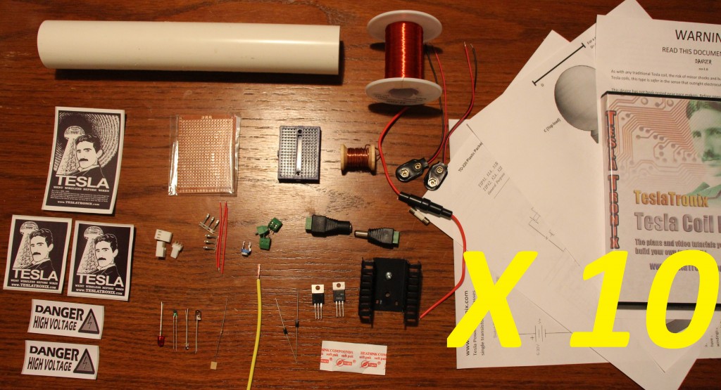 Basic Blocking Oscillator Tesla Coil Kit ten pack